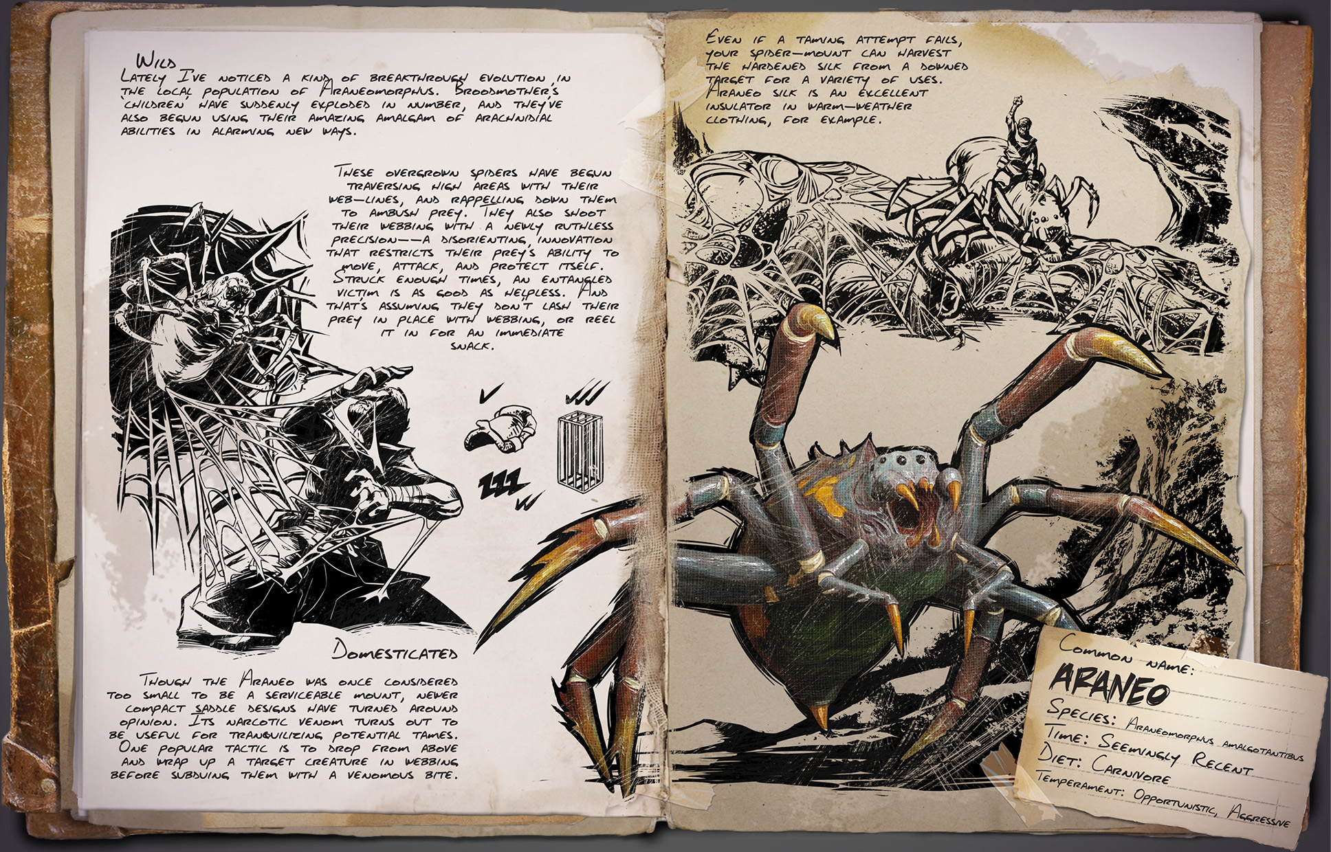 image of the Araneo attacking a T-Rex in Ark Survival Ascended